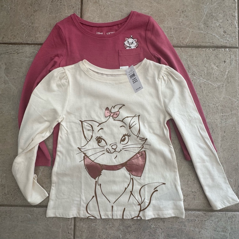 NWT: Girls Size 5T set of 2 Long Sleev Marie Aristocats Shirts